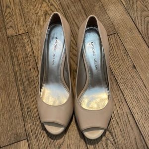 Antonio Melani nude open toe heels, size 7